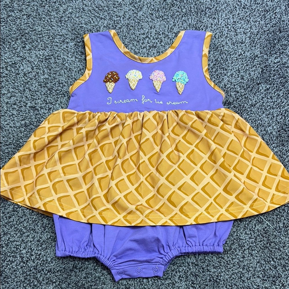 I scream for ice cream french knot skirted bubble
